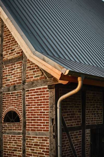 Beautiful roof construction comes to life with rib sheets, Gut Godderstorf, 23779 Neukirchen, Germany